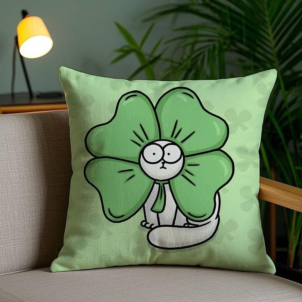 Humorous And Funny Style Simons Cat Pillow Case Anti-dustmite Pillowcase Invisible zipper silky short plush Sofa cushion cover