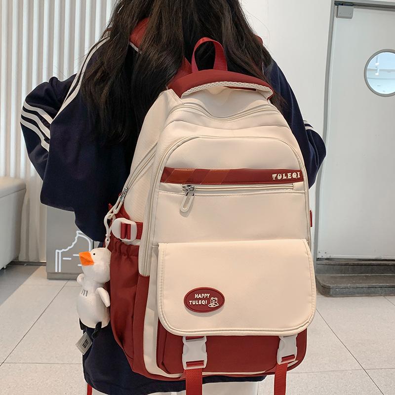 Grundschulmädchen Burgunderfarbenes Zweiteiler-Set mit Schultasche Junior High School High School Rucksack