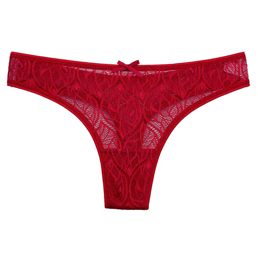 Lace Transparent Low-Waist Seamless Thong for Teens - Women's Cotton Crotch Underwear