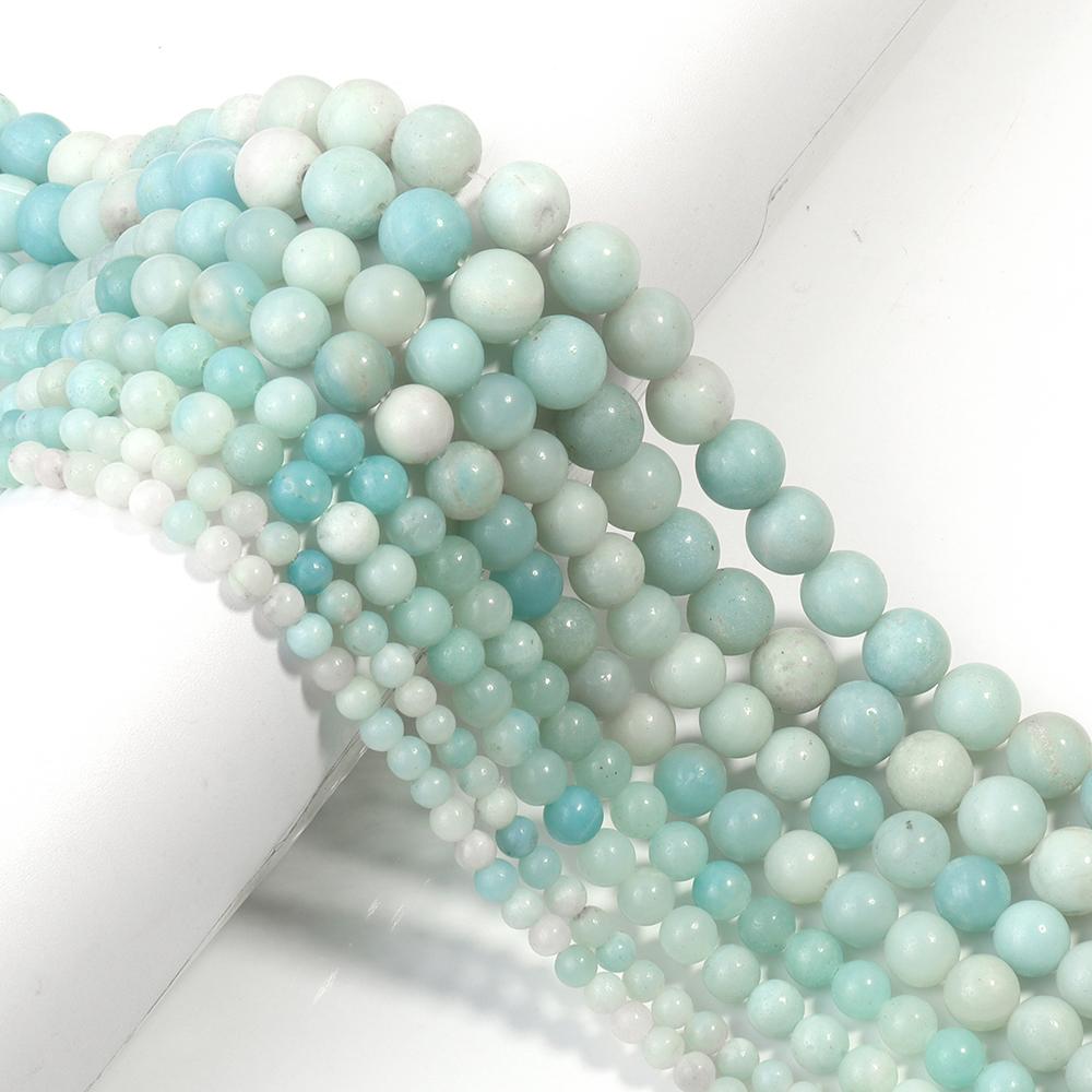 Natural Amazonite Stone Beads 4/6/8/10mm Polish Matte Round Gemstone Beads For Jewelry Making DIY Bracelets Necklace Accessories