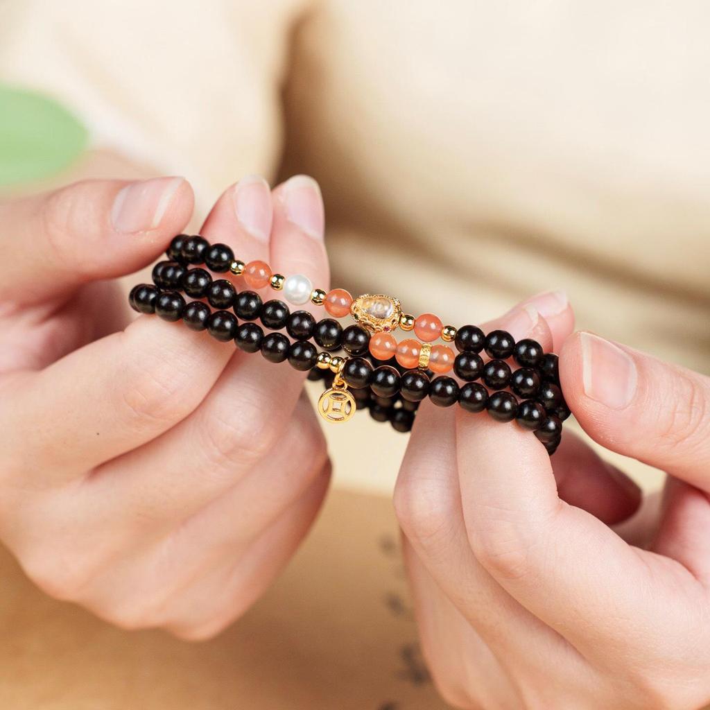 108 Beads Indian Red Sandalwood Bracelet/Necklace Buddhist Prayer Chain for Women