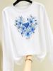 (Asian Size) butterfly cute o-neck Graphic Print T Shirt Women Clothing Tee autumn winter spring Casual Fashion Top Long Sleeve T-shirts