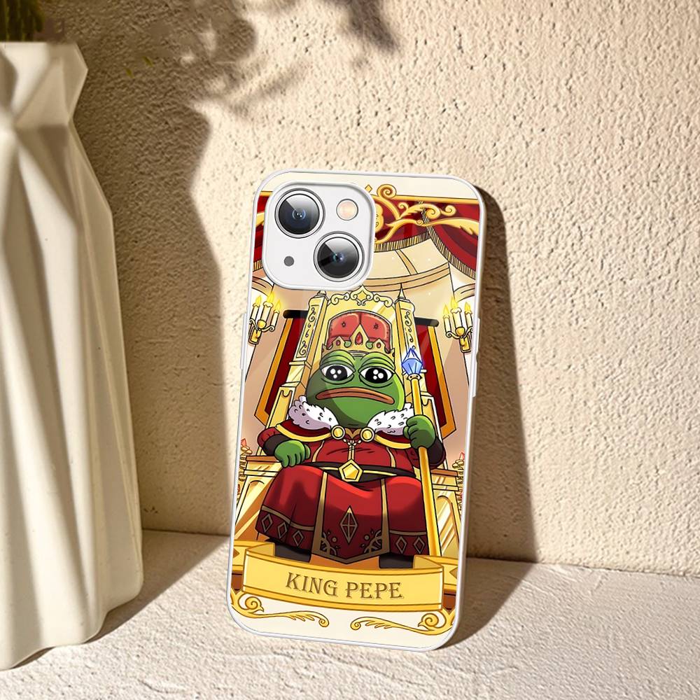 P-Pepes The Frog Face Cartoon Tempered Glass For Iphone 14 13 12 11 Pro Mini XS MAX 14Plus X XS XR Fundas