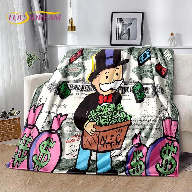 Games Dollar Monopoly Cartoon Money Soft Blankets,Keep Warm Throw Blanket Comfortable Blanket for Picnic Beds Sofa Home Bedroom