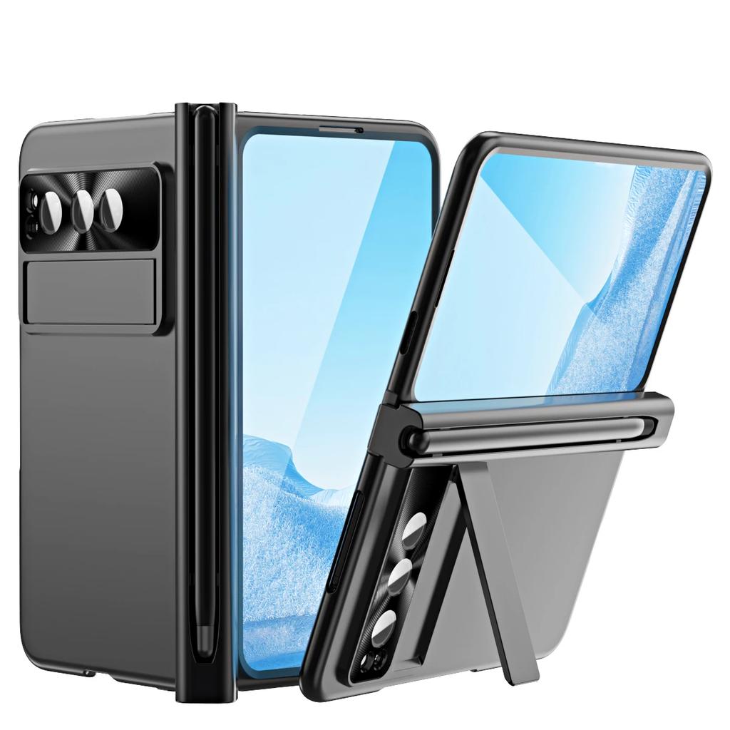 Per Google Pixel Fold Custodia Galvanizzata con Slot Penna Cerniera Protezione Completa Cerniera Magnetica Assorbimento Automatico Copri Telefono