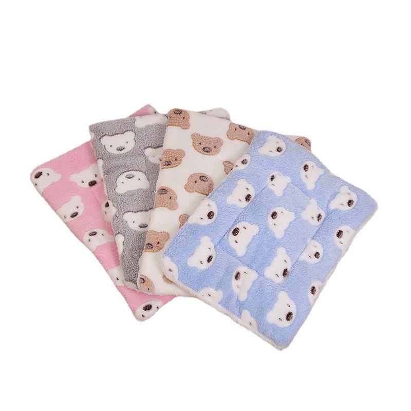 Winter Warm Cartoon Pet Bed: Thick Cat & Dog Sleeping Mat with Full Face Print