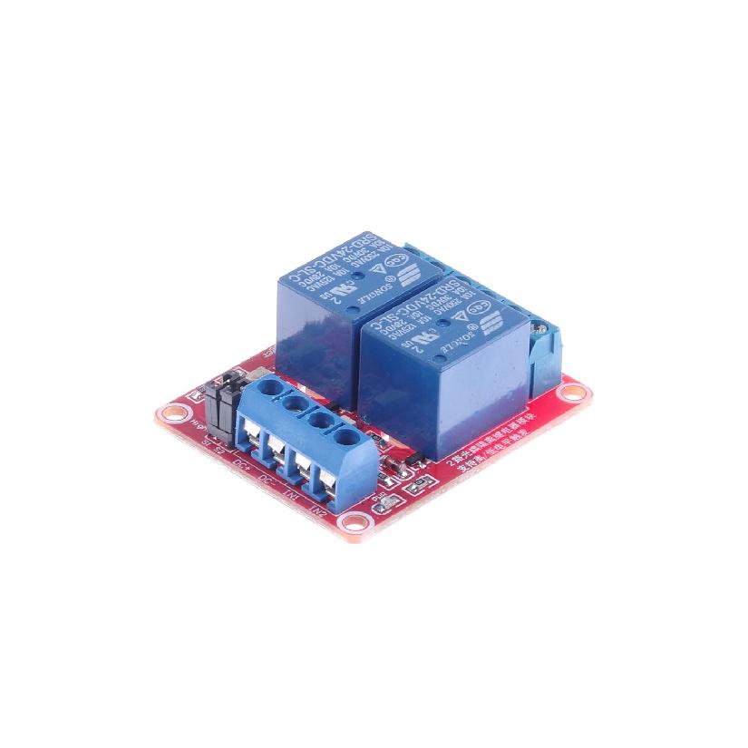 24V 2-Channel Relay Module with Optocoupler Relay Board High Low Trigger with LED Load DC 30V AC 250V 10A for PLC Automation Control, Industrial