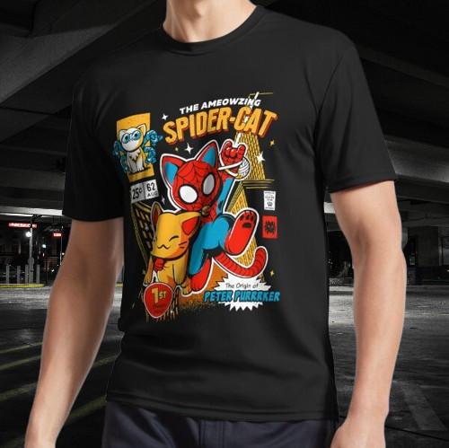 the ameozing spider cat tshirt - spider cat Funny Size Mode American T-shirt S разноцветный