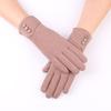Korean Style Simple Velvet Gloves Five Finger Cycling Driving Gloves Full Finger Mittens  Outdooor