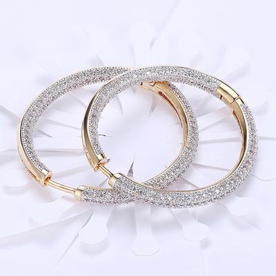 Kreis-Creolen aus 925er Silber, 34 mm, 18 Karat Gold, für Damen, modischer Hochzeitsschmuck