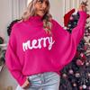 Women's European and American Loose Bat Sleeve Christmas Turtleneck Sweater