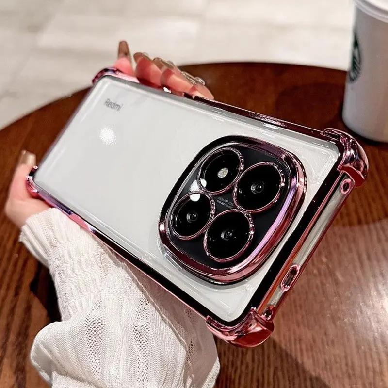 

Plating Transparent Shockproof Case For Note 15 Pro Plus 5G 14/13 Pro Plus 4G 5G Redmi 15C 14C A5 A3 Pro Silicone Cover Note 14 Pro 5G