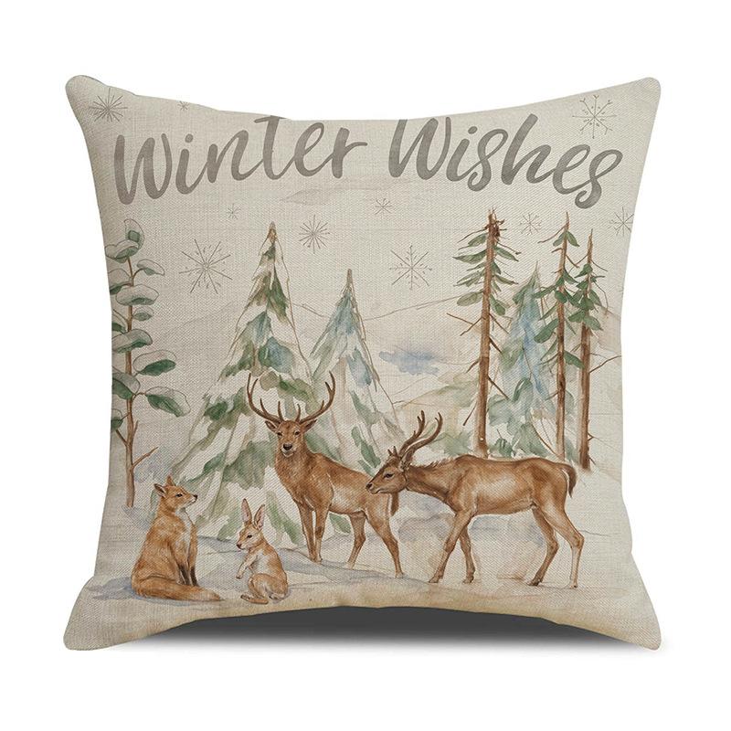 

1pcs Simple Christmas Deer Cushion Pillow Covers for Sofa Couch Decorative Throw Pillow Case Holiday Home Decor Pillowcase 45x45cm