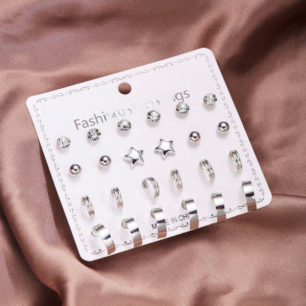 Ensemble de 12 paires de boucles d'oreilles élégantes en alliage de zirconium pour femme