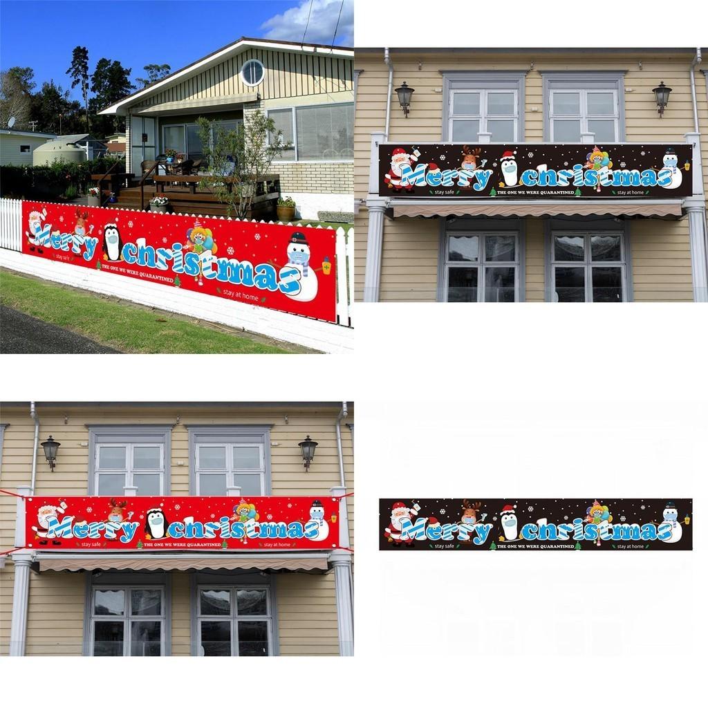 Merry Christmas Banner Featuring Santa Claus And Elk For Quarantine Outdoor Holiday Dcor