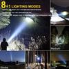 Superhelle LED-Taschenlampe, wiederaufladbar, Typ C, 9000 mAh, XPH90 COB-Taschenlampe mit Digitalanzeige für den Außenbereich