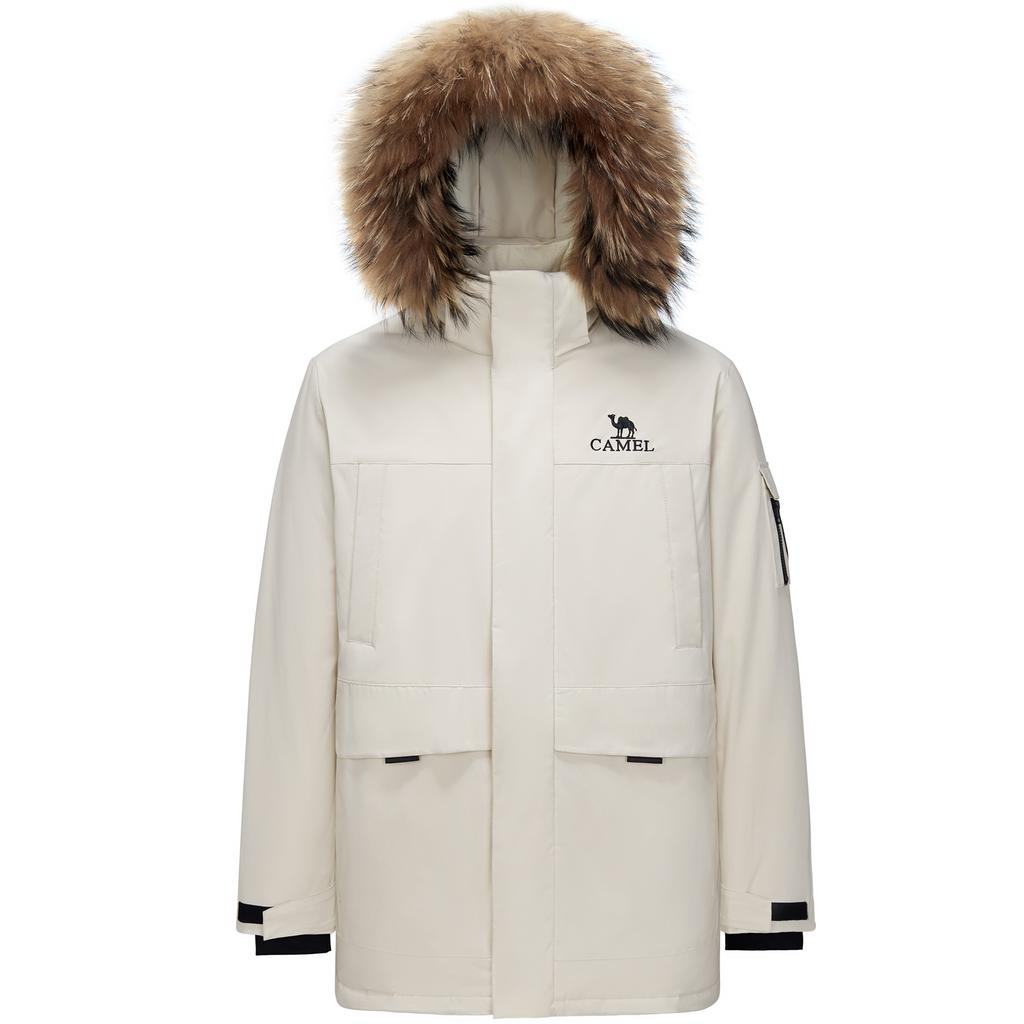 CAMEL Waterproof Windproof Hooded True Mink Fur Warm Workwear Down Jacket Unisex M34CS01643