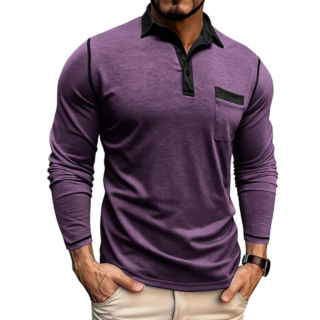 Shoulder Sleeves Men'S Long Sleeved Patchwork T-Shirt Casual Top