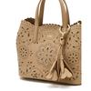 DakS Beige Cowhide Flower Punching Tote Bag S Dcba6e575i2