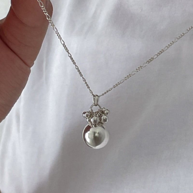 Melliv Silver Ball Long Necklace_mvn63