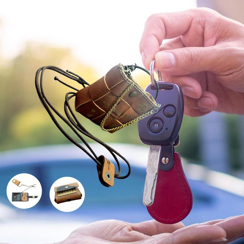 Handmade Leather Headphone Bag, Keychain, Guitar Bag, Hanging Decoration, Fashionable And Versatile Bag Decoration, Small Bag Pendant