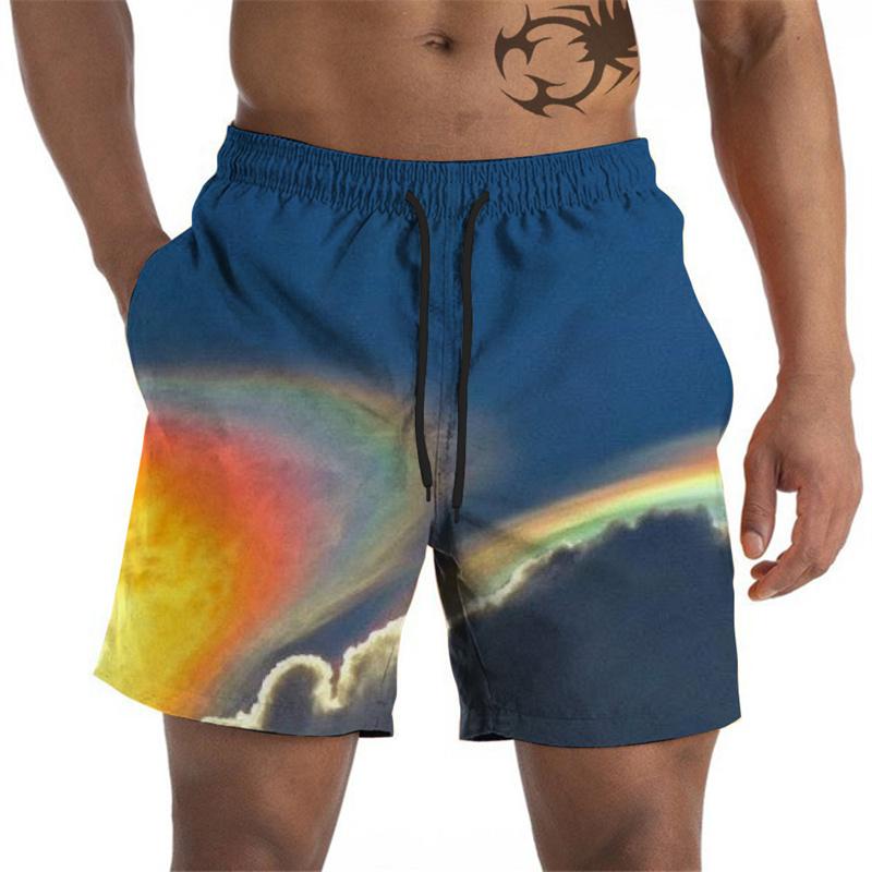 Artistic Pigments Graphic Beach Shorts For Men Colorful Printed Board Shorts Summer Short Pants Loose Swim Trunks