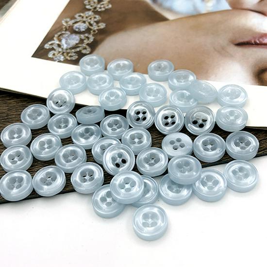 Sky Blue Handmade Unisex Shirt with Round Light Blue Buttons