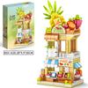Stadt Bausteine Obstladen Blumengeschäft Hausmodell Set Desktop Deko Kinder DIY Spielzeug Weihnachts- Geburtstagsgeschenk