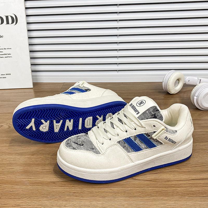 High-value Retro Hong Kong Style Bread Shoes Women's Ins Tide 2025 Spring New Denim Versatile Casual Board Shoes