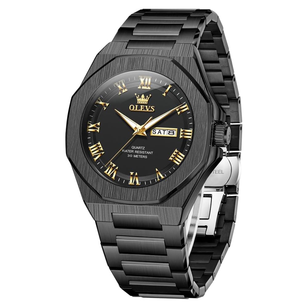 OLEVS Men s Square Business Watch Waterproof Luminous Quartz Date Black