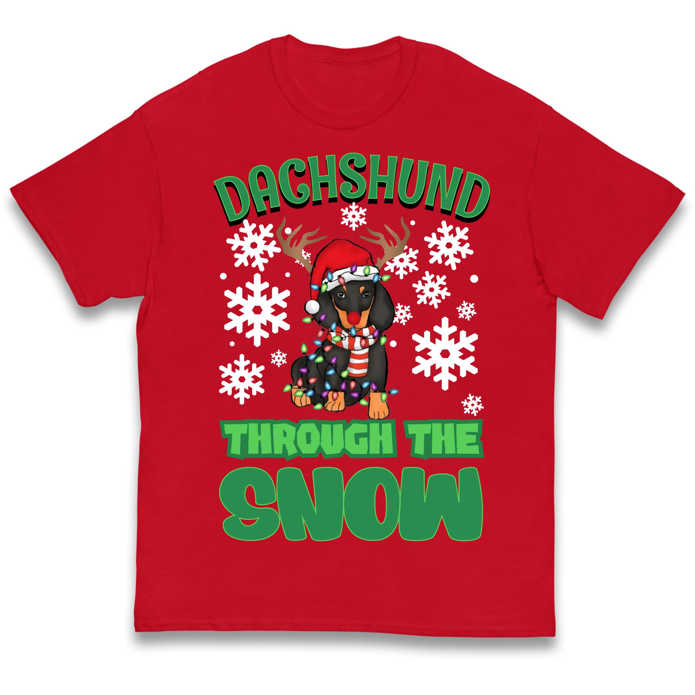 Dachshund Snow Christmas Kids T-Shirt 140
