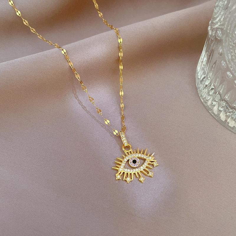 

Ожерелье в форме глаза из нержавеющей стали 316L с фианитами для женщин и мужчин, корейские модные украшения, новые подарки