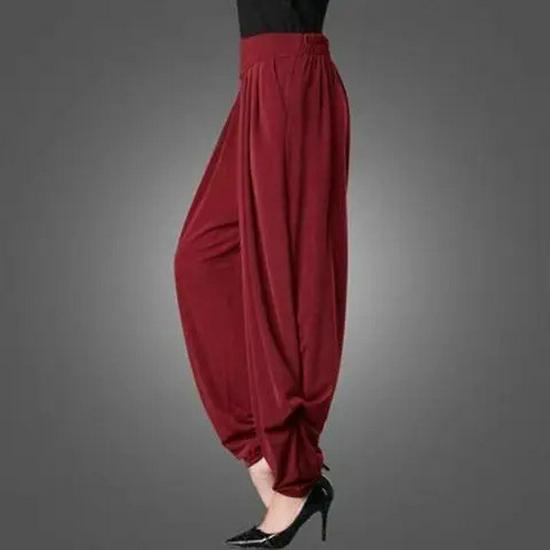 

Женские повседневные брюки гаремы с высокой талией 2025 - Весенне-летние, больших размеров, стройнящие, свободного кроя, брюки-фонарики Medium красный