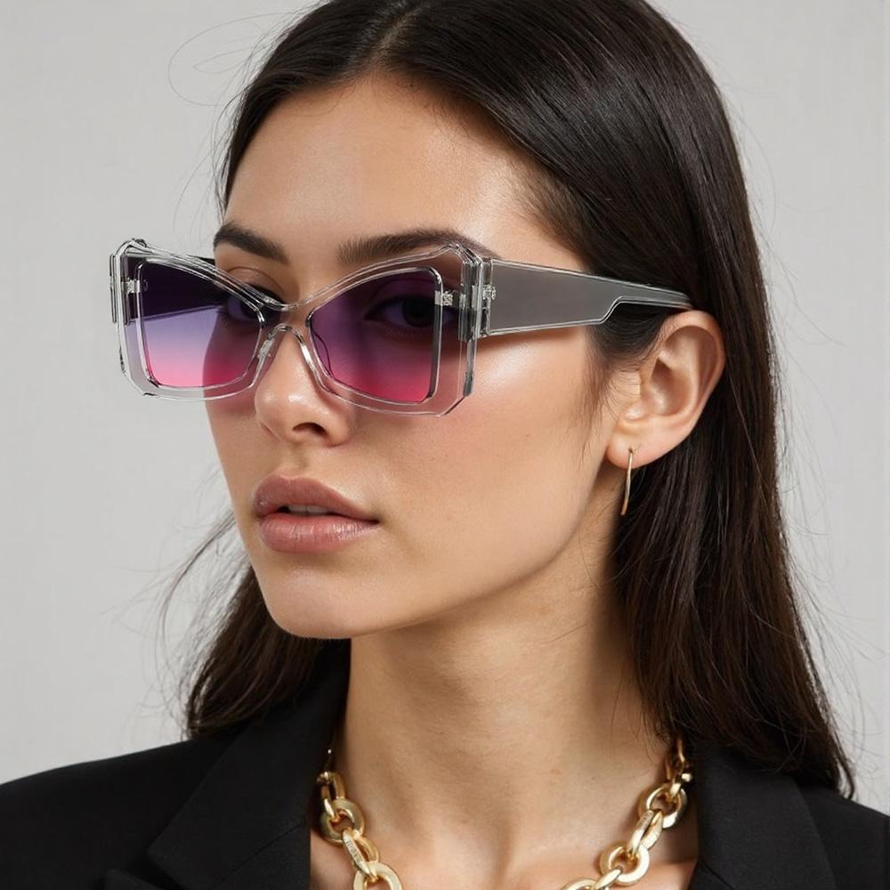 Women Geometric Sunglasses Angular Borders Modern Artistic Fashionable Novelty Glasses Stylish Accessory