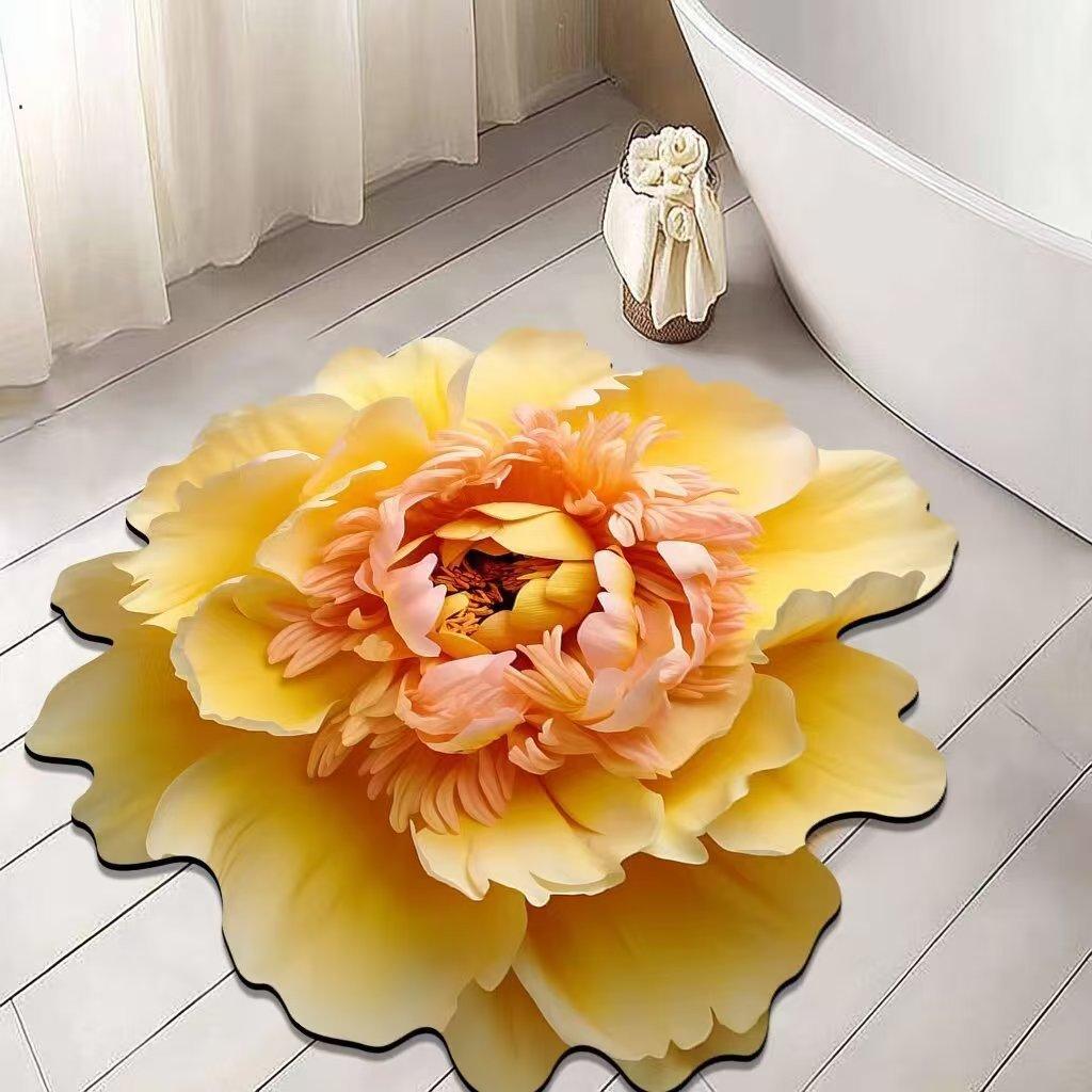 3D Creative Flower-Shaped Diatomite Mud Floor Mat for Bathrooms, Kitchens, and Entrances - Water-Absorbing, Anti-Slip, and Durable Foot Mat