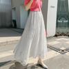 Women's Double-Sided Lace A-Line Pleated Long Flare Skirt for Autumn