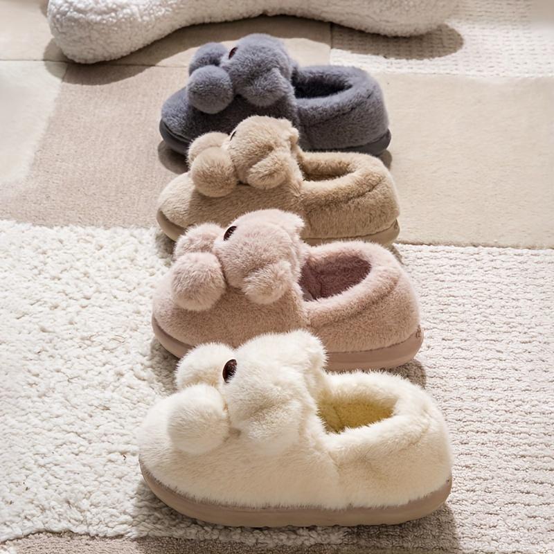 Plush Slip-On Slippers with Plush Lining & Arch Soft Plush Indoor House Shoes