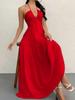 European and American Summer New Tube Top Sexy Backless Suspender Straps Seaside Vacation Casual Solid Color Neck Dress Women