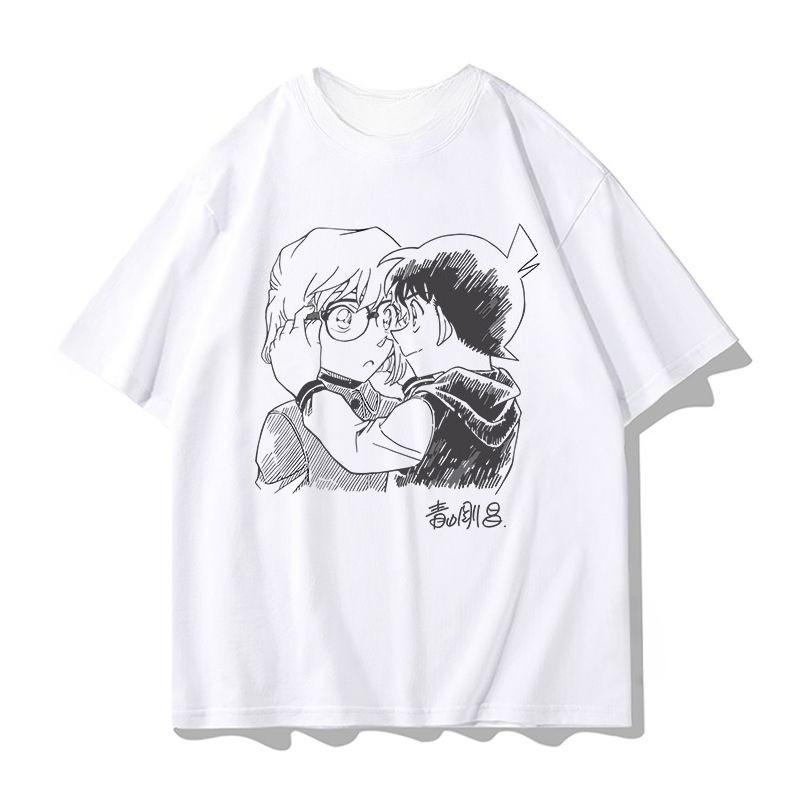 Trend Detective Conan Male Summer Monster Thief Kidd Kudo Shinichi Haihara Mourning Anime Peripheral Men's Cotton T-Shirt