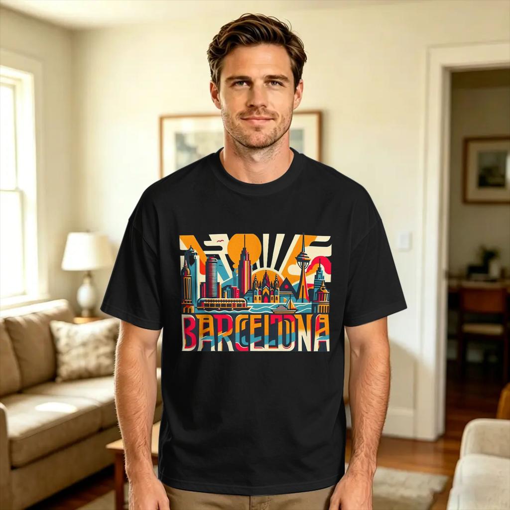 Harajuku Koszulka Barcelona Hiszpania Sagrada Familia Podróż po Europie Pamiątka Bawełniane Koszulki Modna Koszulka Dla Unisex Letnie Topy