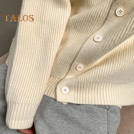 Fall Winter Men Sweater Cardigan High Collar Neck Protection Knit Thick Elastic Long Sleeves Loose Warm Solid Color Knitwear Daily Wear Sweater Coat