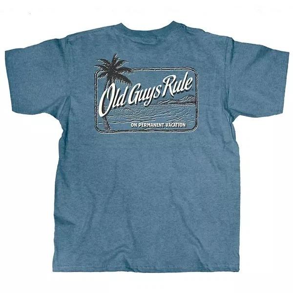 New OLD GUYS RULE T Shirt PERMANENT VACATION, light blue 2XL