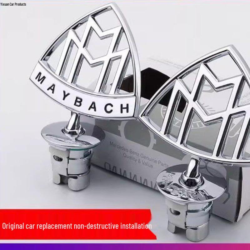 Mercedes-Maybach Emblem Set: S480 Hood Ornament, GLS480 Rear Emblem, S680 Logo, S580 Steering Wheel Badge.