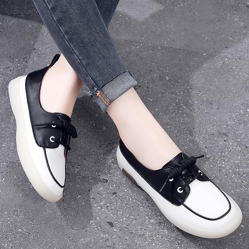 Fashion Moccasins Women Flats Autumn New Woman Loafers Genuine Leather Female Shoes Slip on Ballet Bowtie Women's Shoes Big Size