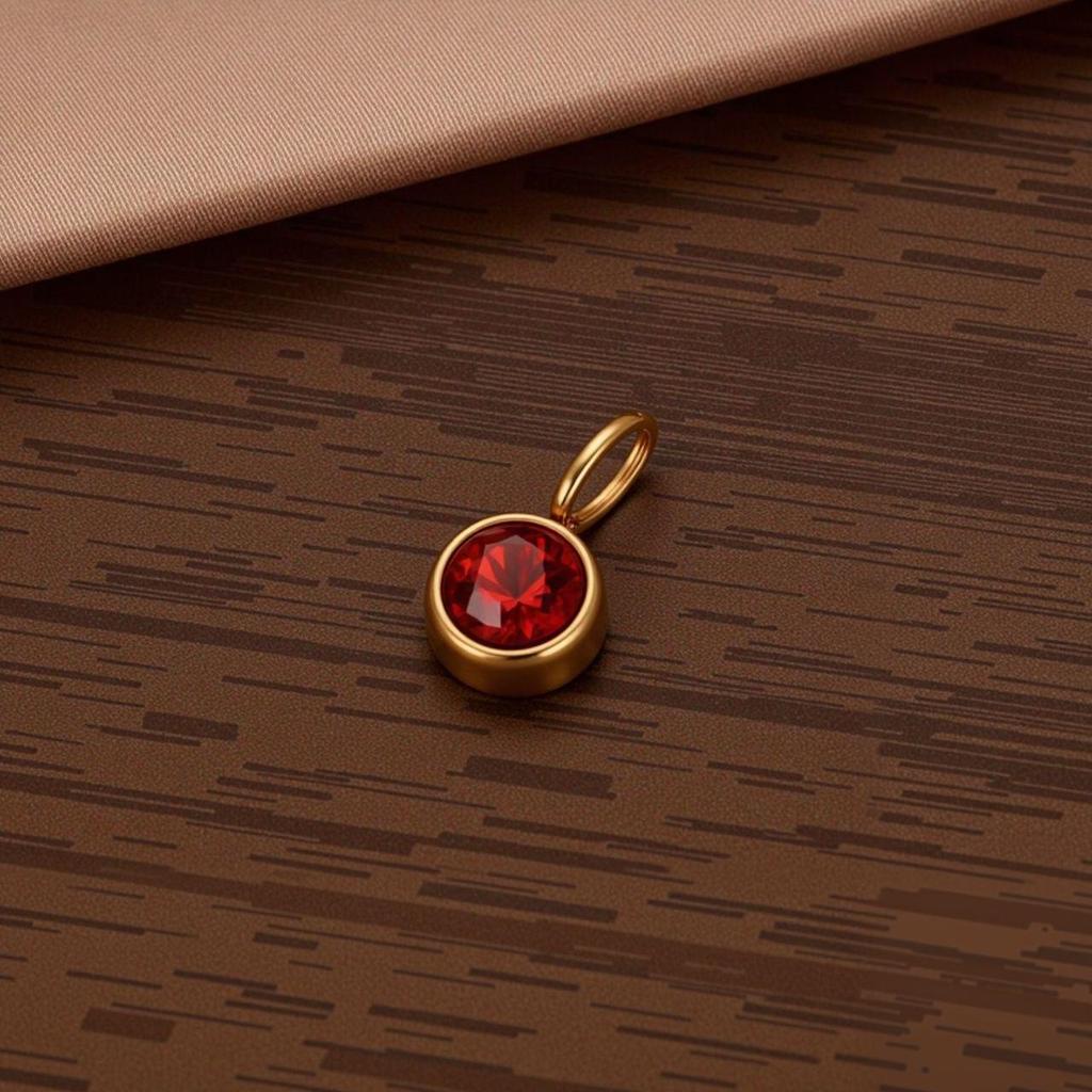 Polished Stainless Steel Birthstone Pendant with Vacuum Electroplating and Retro Design