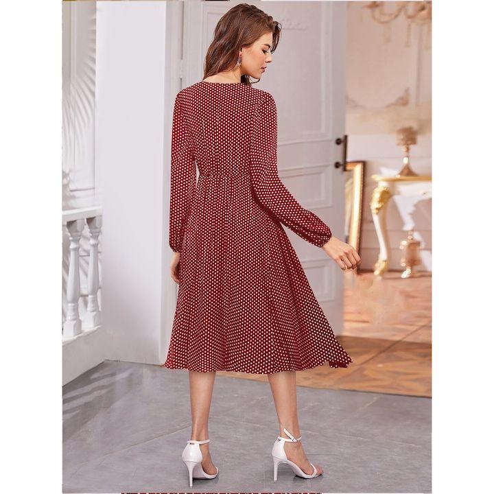Maroon Crepe A-Line Midi Dress