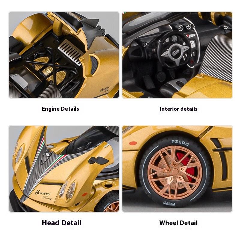 1/22 Pagani Huayra Dinastia Liga Super Carro Diecast Metal Modelo Clássico Asa de Gaivota Porta Coleção Ornamento Brinquedo Infantil Presente
