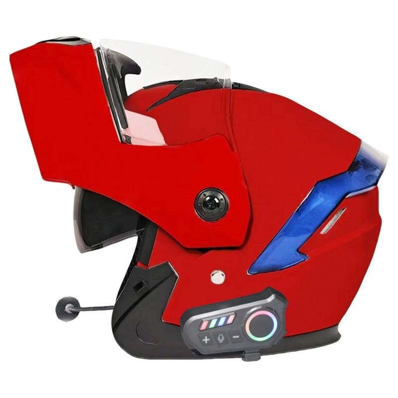 Bluetooth Headset Compatible Full Face Motorcycle Helmet With Flip-Up Visor Adult Riders ABS Shell All-Season Use