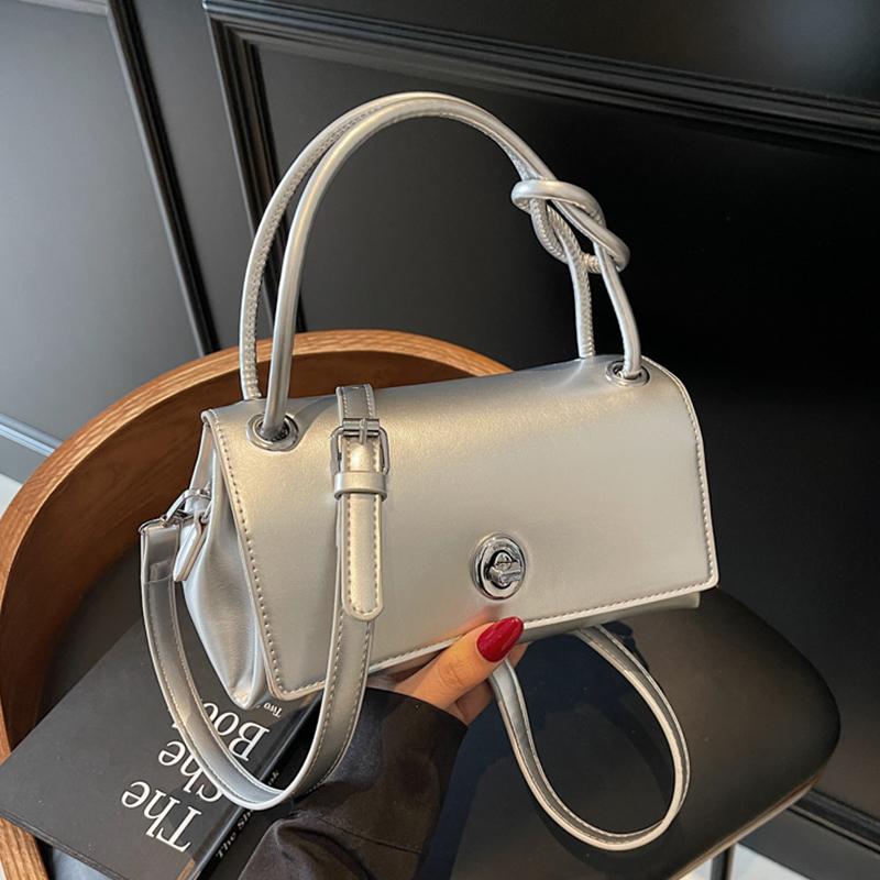 Mini Small Square Bag Tote Women Designer Luxury Handbags Female Famous Brand Elegant Crossbody Bag Silver Pu Leather Handbag