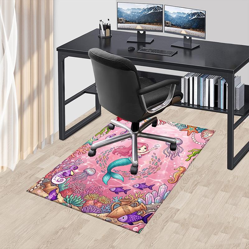 1PC Mermaid Jellyfish Non-Slip Floor carpet, Office, family, bedroom, Studio - Large Area Rug, Decorative Mat, Longlasting Material-C0416